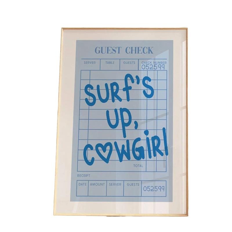 Surf's Up Cowgirl Print, Western Wall Art, Blue Poster Print, Cowgirl Coastal Aesthetic Print, Gifts For Besties Bff Wall...