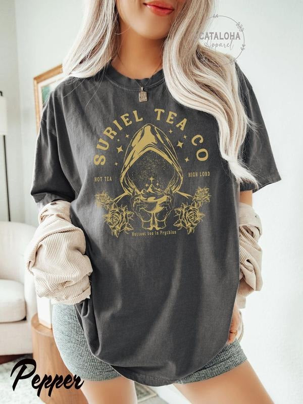 Suriel Tea Co  bookish t-shirt, Suriel's Tearoom Shirt, ACOTAR merch gift, Suriel Tea Tshirt, sjm fan, Acotar SJM Trendy Merch