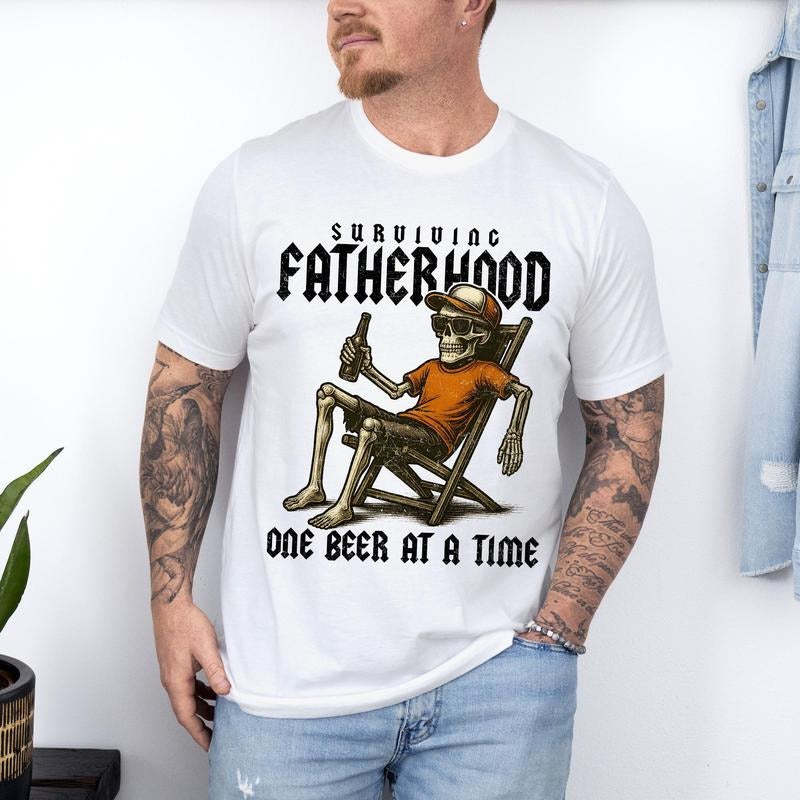 Surviving Fatherhood One Beer At A Time Shirt Funny Dad Shirt Skeleton Dad Shirt Drinking Husband Fatherhood Shirt Father's Day Gift  T-shirt, sweater and Hoodie