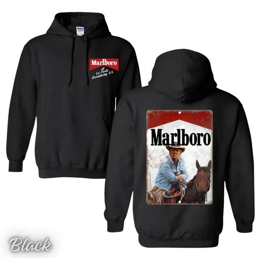 Vintage Marlboro Cowboy Featuring Cigarette Art Shirt/Hoodie/Sweatshirt, Retro Crewneck, Cotton, Menswear Tops