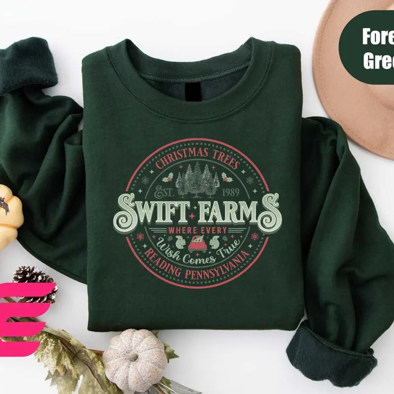 Swiftii Farm Christmas Trees Sweatshirt, Christmas Tree Sweatshirt, Christmas Tree Sweater, Christmas Holiday Shirt, Xmas Tree, Xmas Gift Soft Cotton Shirt, Christmas Gift Idea, Gift For Him, Gift For Her