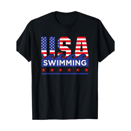 Swimmer's Delight: Premium Cotton T-Shirt with Geometric Design - Perfect Gift for Parents, Grandparents & Friends on Holidays & Birthdays Made in USA