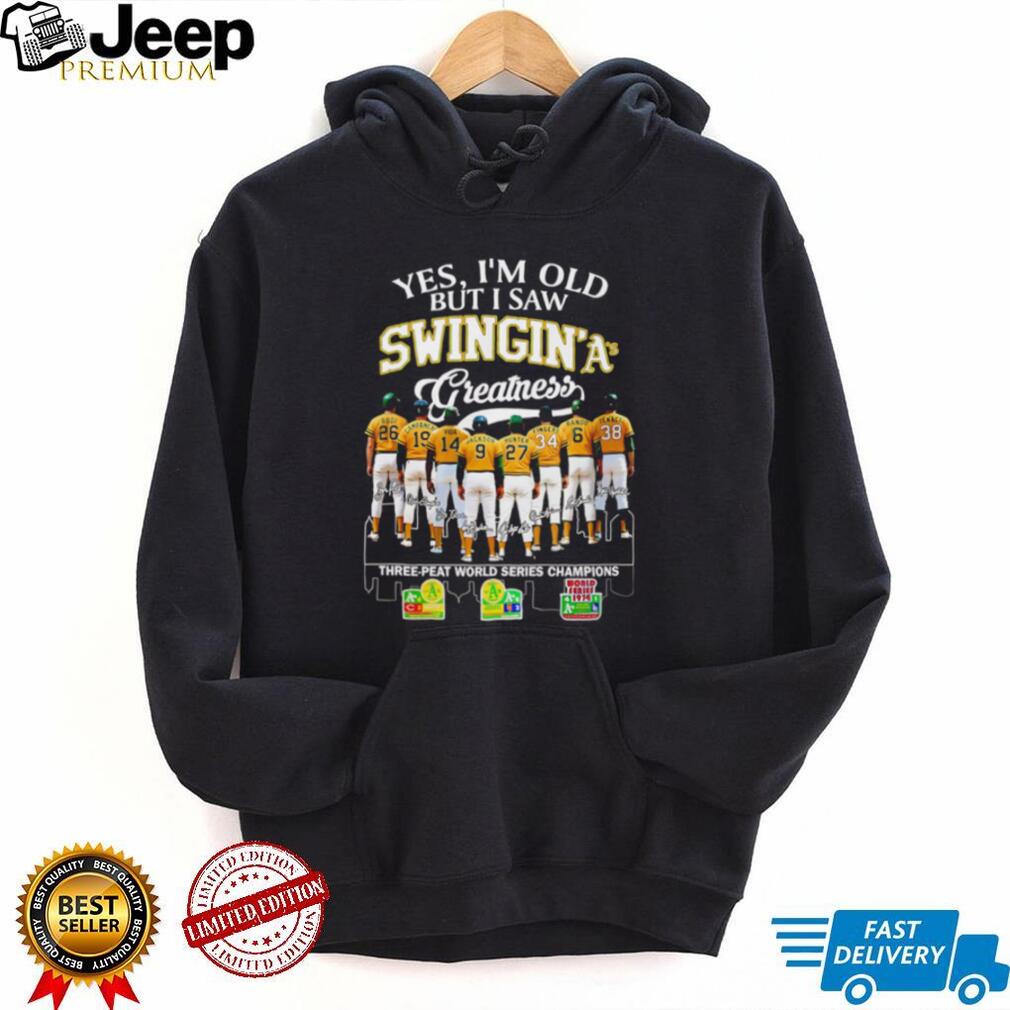 Swingin A’s Greatness Oakland Baseball Three Peat Champions T Shirt