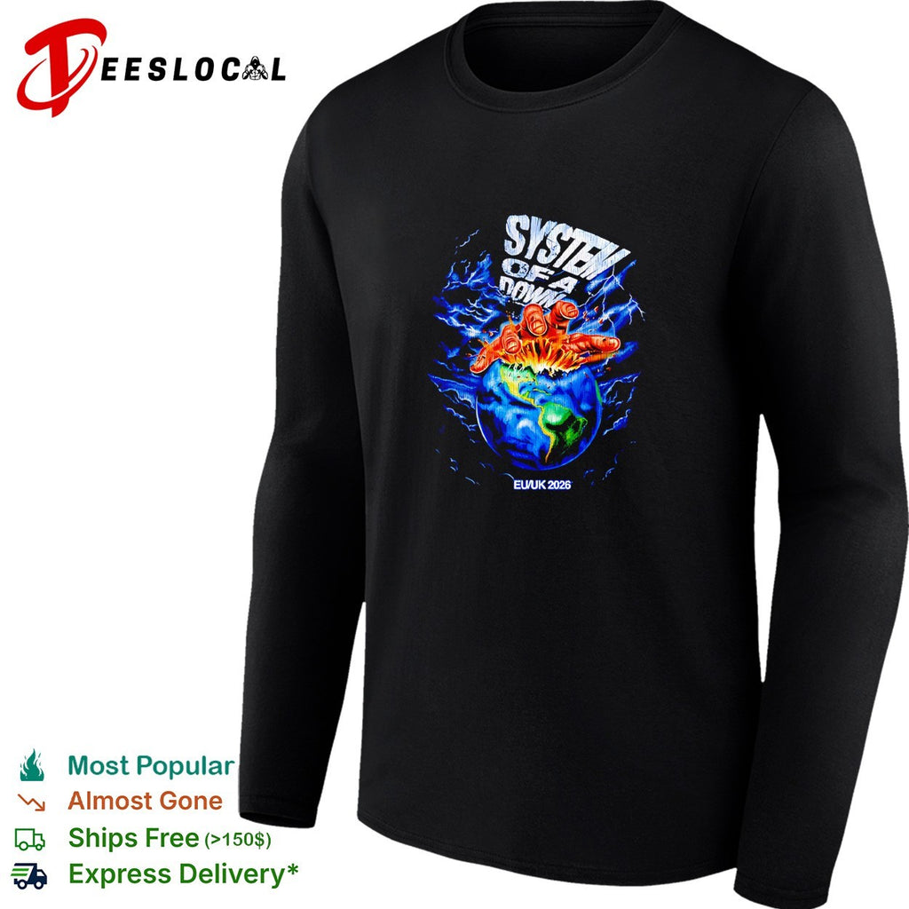 System of a Down EU UK 2026 tour hand crushing earth shirt