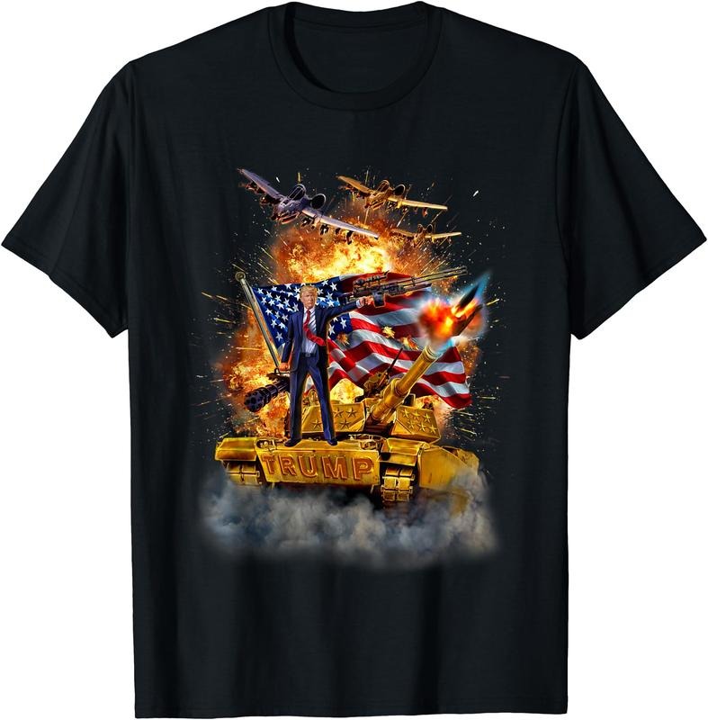 T-Shirt | Unisex Cotton Tee, Short Sleeve, Size S-5XL, United States President Donald Trump Epic Battle