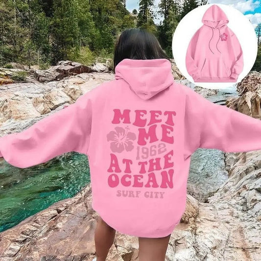 Pink Palm Puff Hoodie Beach Y2k Hoodie/Sweatshirt/T-Shirt, For Men, For Women - Unisex Style, 100% Cotton, Pullover unisex hoodie