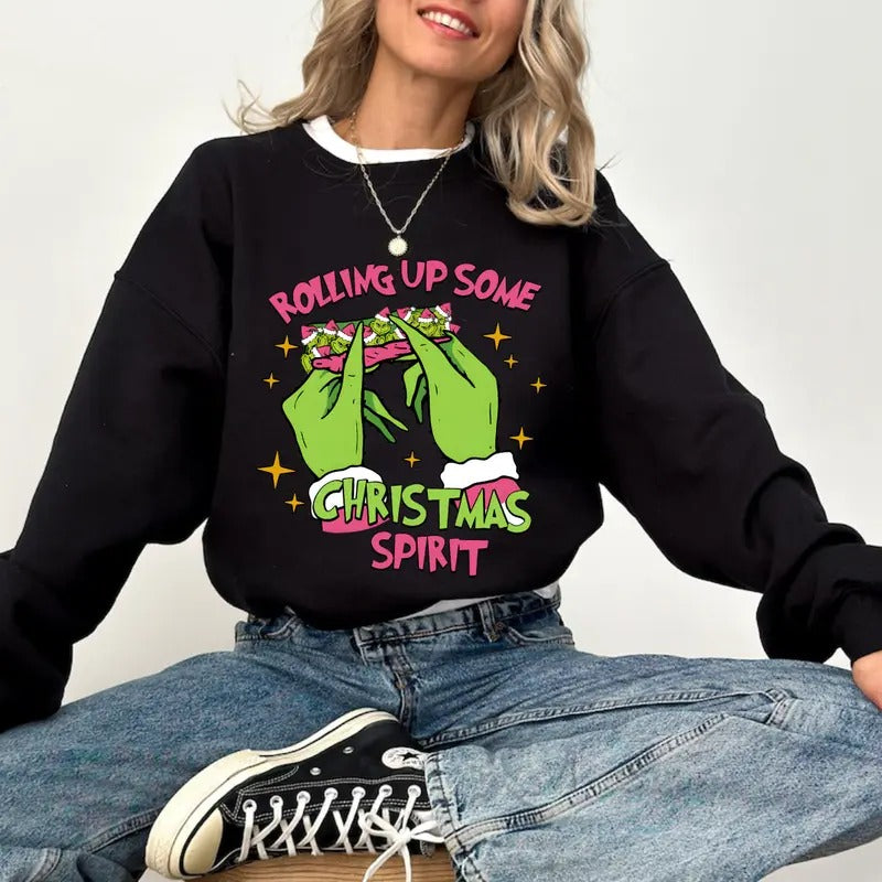 Rolling Up Some Christmas Spirit Sweatshirt/T-Shirt, For Men, For Women - Unisex Style, 100% Cotton, Pullover unisex hoodie