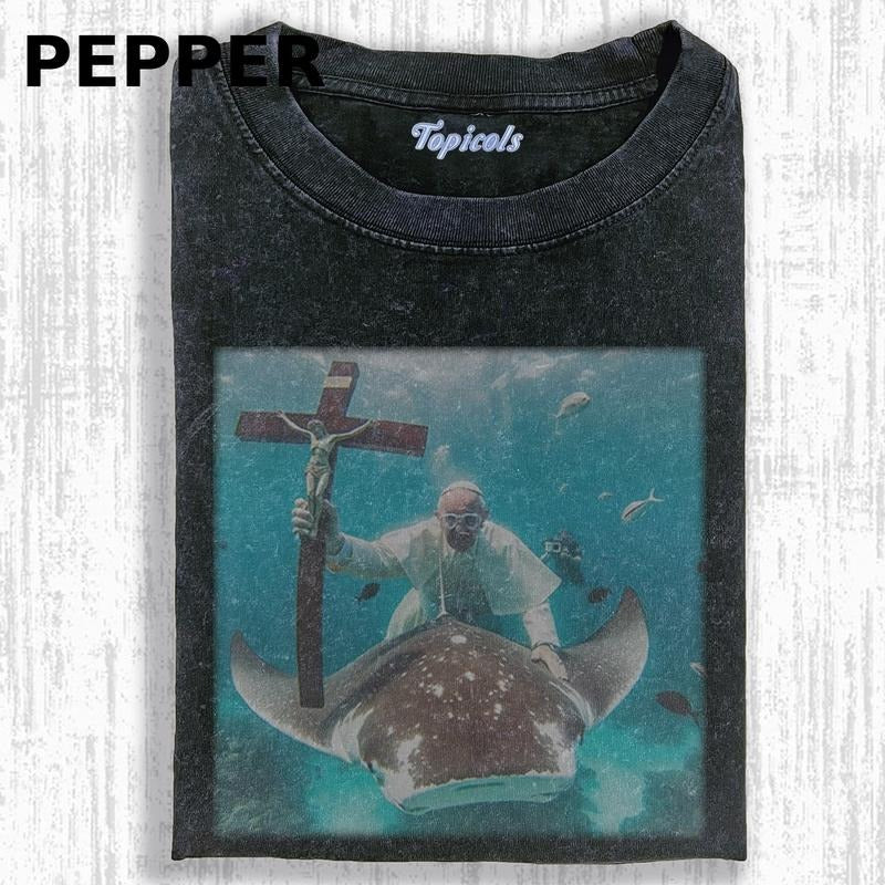 THE CRAZY POPE FUNNY T-SHIRT, Movies Tee, Unisex Meme Cringe Funny Dumb Shirt, Menswear Womenswear Streetwear Cotton