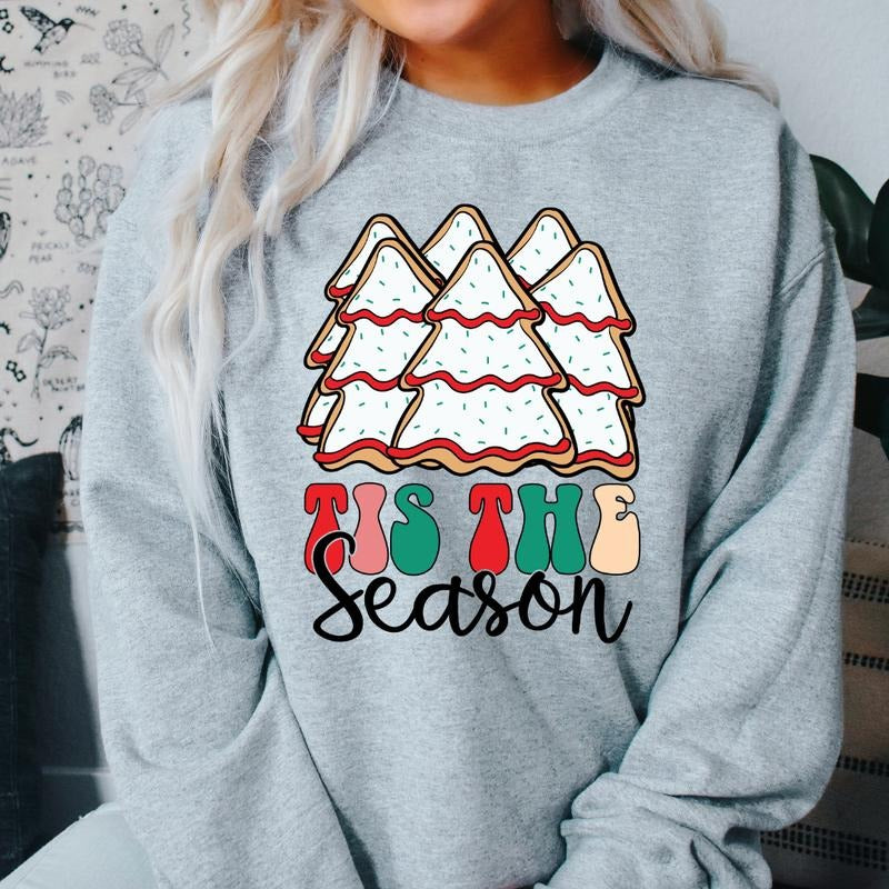 TIS THE SEASON CHRISTMAS COOKIES CREWNECK (Crewneck Sweatshirt, Unisex Fit, Causal Sweatshirt for Christmas, Christmas Holiday Sweatshirt) Oversized Womenswear
