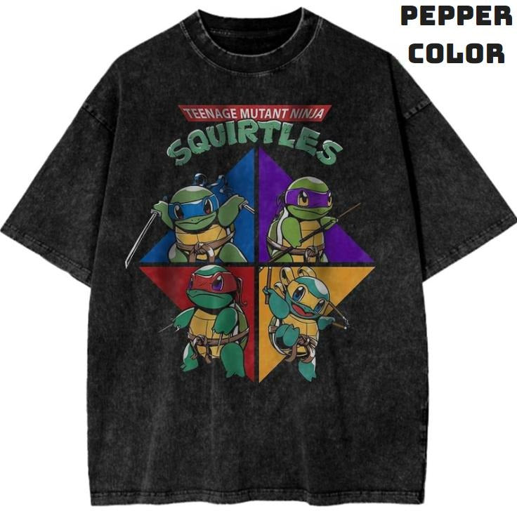 TMNT x Squirtle Vintage Graphic Tees, Pokémon T-Shirt, Pokemon Shirts, Vacation Outfits, Unisex Anime Manga Shirt Top Menswear Womenswear Streetwear