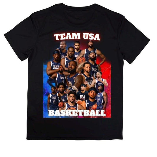 TShirt, Paris Olympics 2024 USA Basketball, Melanin Vibes, Black Boy Joy, US Dream Team, Bootleg Style Shirt, Gold Medal