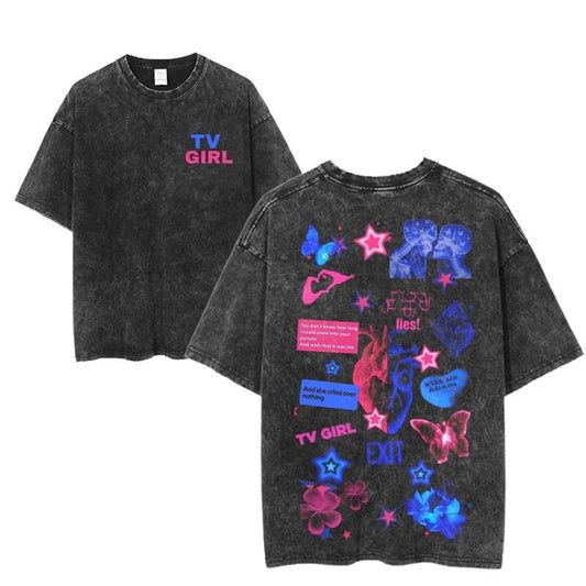 TV Girl Graphic Tour T-Shirt, Aesthetic Band Collage Shirt, Retro Indie Pop Tee, Unisex Concert Merch, Vaporwave Style Apparel