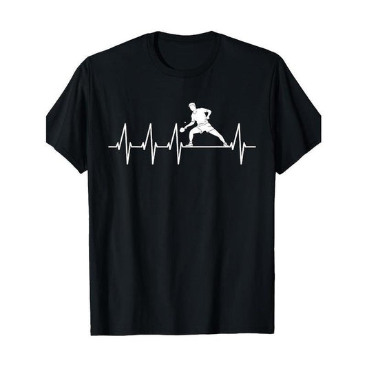 Table Tennis Heartbeat Butterfly Table Tennis Player T-Shirt-Comfortable, Crew Neck, Casual, Print, Fashion Made in USA