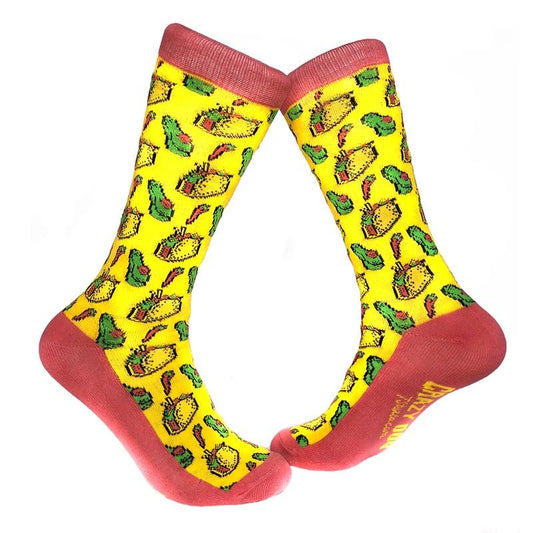 Tacos And Avocado Women's Novelty Crazy Food Crew Socks,Funny Taco Cozy Dress Socks Funny Graphic Socks Comfortable Fitted Spandex Cotton