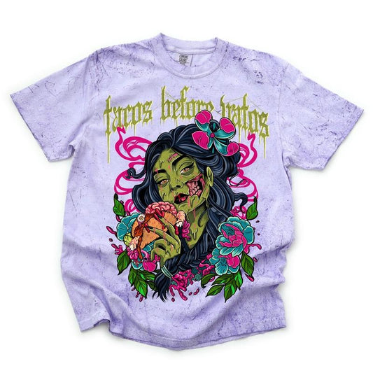 Tacos Before Vatos - Color Blast Comfort Colors Graphic Tee Menswear Top Hoodie, Sweatshirt | WearSparks.com