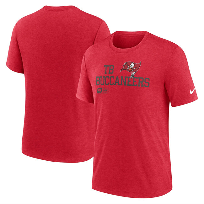 Tampa Bay Buccaneers Red Overlap Lockup Tri-Blend T-Shirt