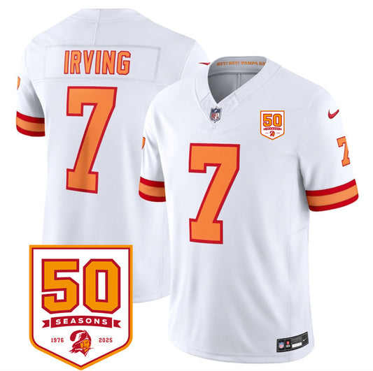 Tampa Bay Buccaneers #7 Bucky Irving White 2025 F.U.S.E. 50th Anniversary Patch Vapor