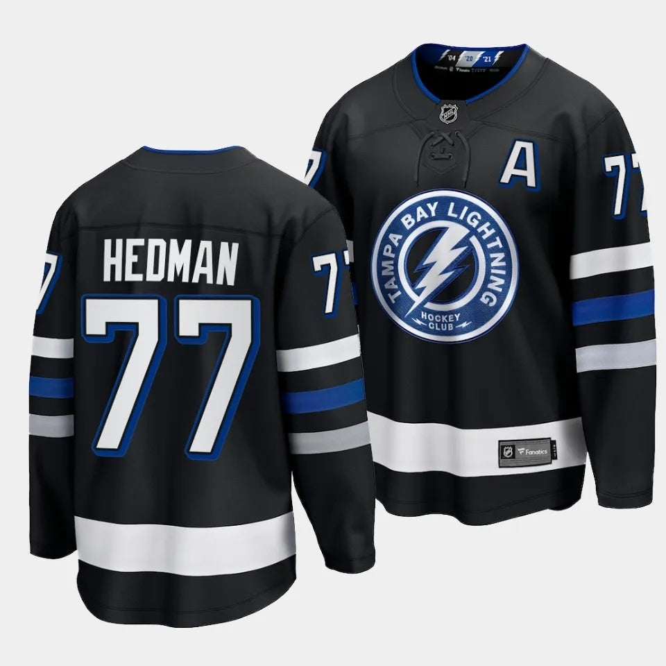 Tampa Bay Lightning #77 Victor Hedman 2023-24 Alternate Black Style 1