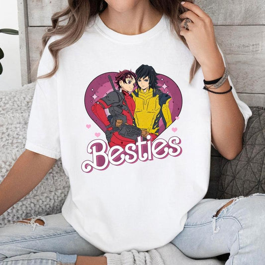 Tanjiro and Giyu Besties Cosplay Demon Slayer Shirt Crewneck Hoodie Comfort Cotton