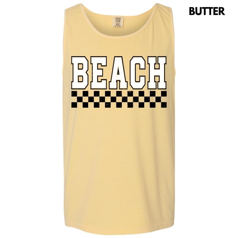 Tank Top - Beach Varsity Checkered Comfort Colors Tank Top 'NLB' T-Shirts, Hoodie, Sweatshirt | WearSparks.com