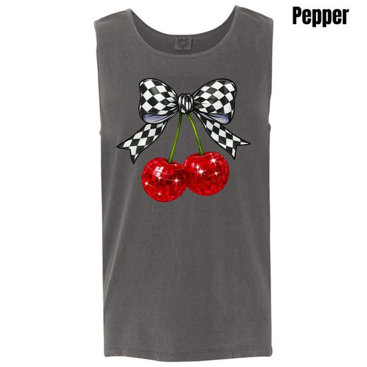 Tank Top - Disco Checker Cherries Comfort Colors Tank Top 'NLB'