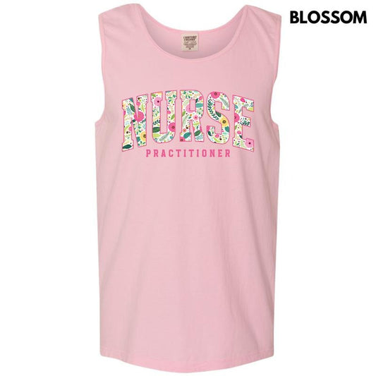 Tank Top - Floral Nurse Practitioner  Comfort Colors Tank Top 'NLB'