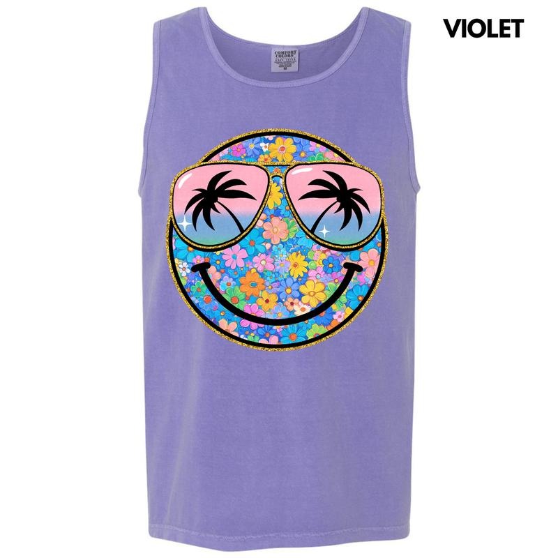 Tank Top - Keep It Cute Floral Happy Face Comfort Colors Tank Top 'NLB' T-Shirts, Hoodie, Sweatshirt | WearSparks.com