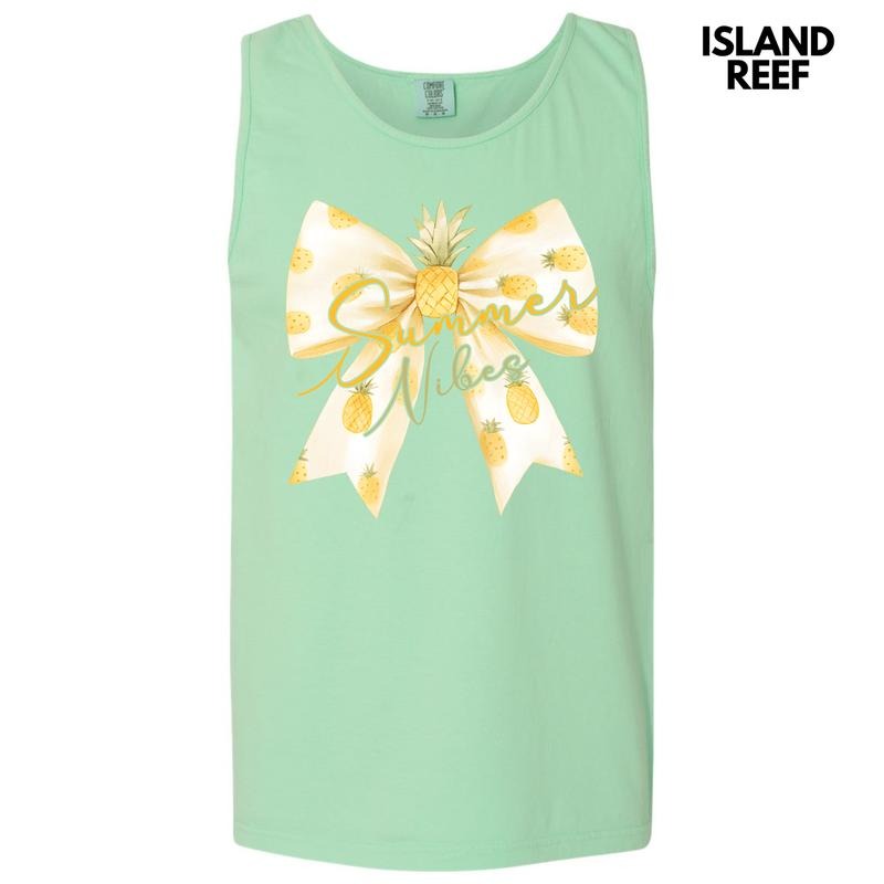 Tank Top - Pineapple Summer Bow Comfort Colors Tank Top 'NLB'