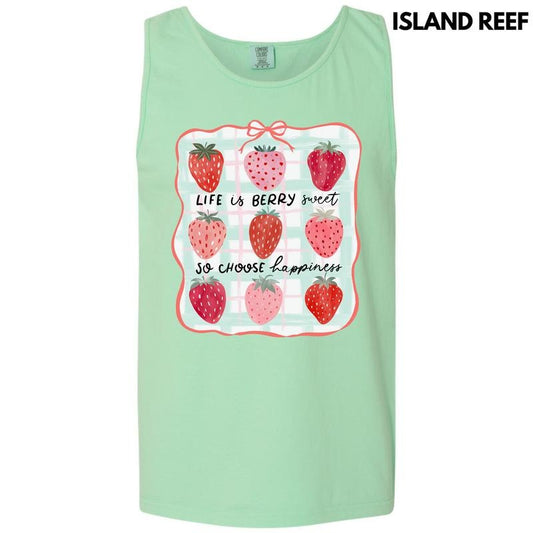 Tank Top - Plaid Straw-Berry Sweet Collage Comfort Colors Tank Top 'NLB'
