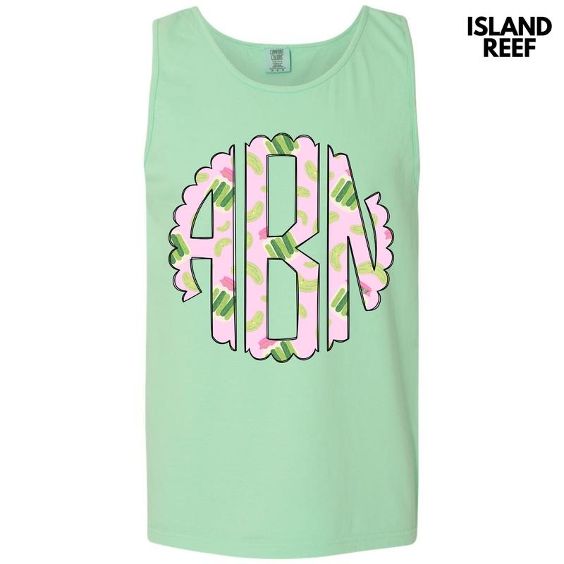 Tank Top - Pretty Pickles Monogram Comfort Colors Tank Top 'NLB' T-Shirts, Hoodie, Sweatshirt | WearSparks.com