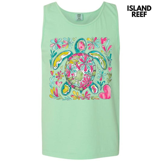 Tank Top - Watercolor Sea Turtle Comfort Colors Tank Top 'NLB'
