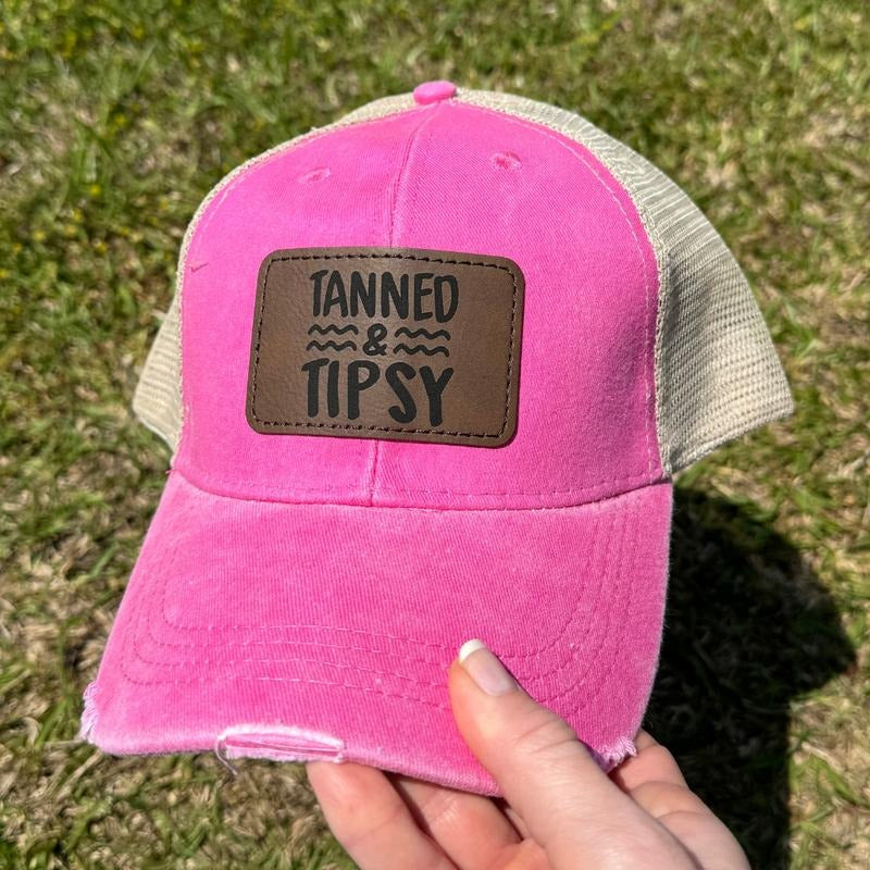 Tanned And Tipsy Patch Hat, Unisex, Adams' Cool Mesh Lining, High Quality Embroidery