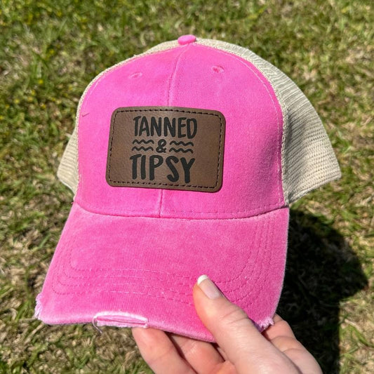Tanned And Tipsy Patch Hat, Unisex, Adams' Cool Mesh Lining, High Quality Embroidery
