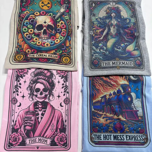 Tarot Card T-Shirts - Print is Sublimation, Unisex T-Shirt, Funny Tee, Funny Apparel, Gift Idea, Relaxed Fit, Comfortable Shirt Menswear Vintage