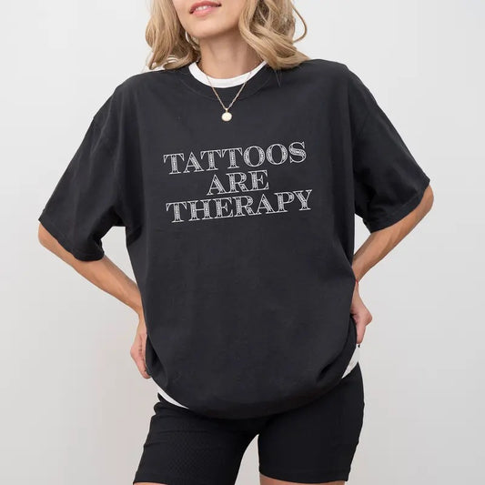 Tattoos Are Therapy Comfort Colors Shirt, Tattoos Lover Graphic Tee, Tattoo Artist Unisex Unhinged Shirt,  Tatted Women...