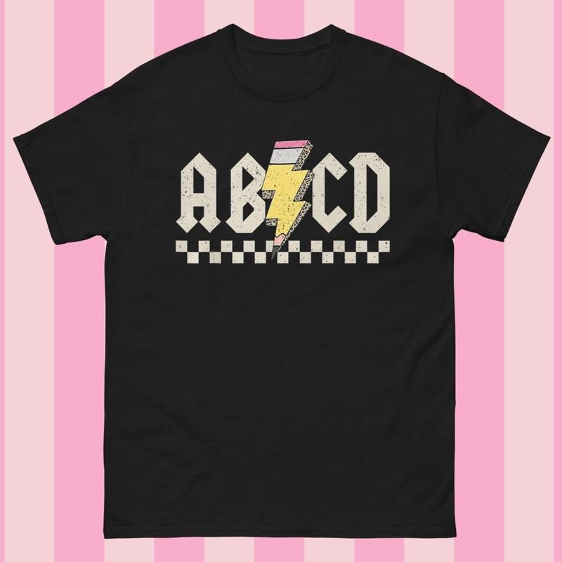 Teacher ABCD Gildan Shirt - Gildanshirt Comfort Colors Unisex Apparel Relaxed Fit Printed in the USA Clothing Womenswear Casual and Comfortable