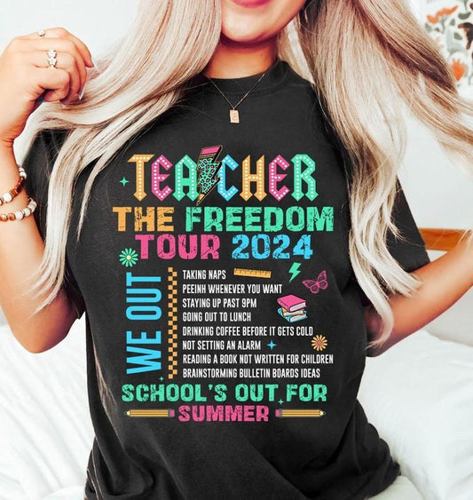 Teacher Freedom Abcd Teacher Tour Back To School End Of Year Pnh Teacher Gift Kindergarten Teacher Elementary School Sleeve Womenswear Sleeve Womenswear