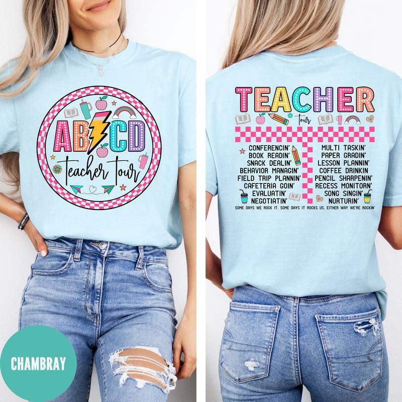 Teacher Tour T-shirt Kindergarten Teacher Tee Back To School Teacher Shirt Abcd Shirt Lightning Bolt Teacher Tour Shirt Latarshia Grant