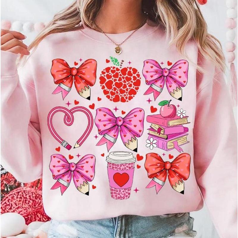 Teacher Valentine Coquette Sweatshirt, T-Shirt, Hoodie, Valentine Teacher Shirt, Retro Teacher Gift, Teacher Valentine Shirt, Teacher Shirt