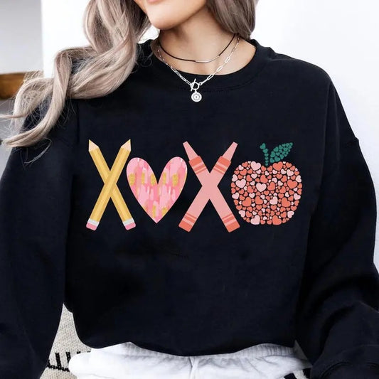 Teacher Valentine XOXO sweatshirt-hoodie-tshirt, Valentine Teacher tshirt, Retro Teacher Gift, Teacher Valentine Shirt, Teacher sweatshirt, Valentines Heart png