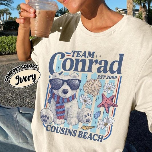 Team Conrad Junior Mint Bear Shirt Comfort Colors, Cousins Beach TSITP Shirt, Summer Beach Tee, Team Conrad Cousins Beach...