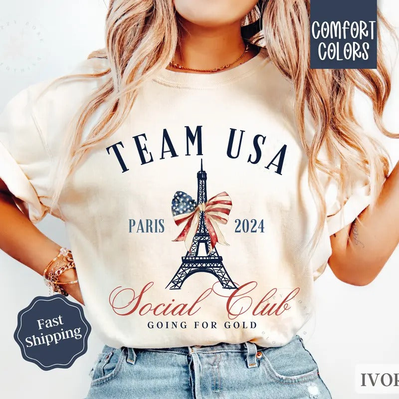 Team USA Shirt Comfort Colors,  Summer Olympics USA Gymnastics Shirt, Paris Olympics 2024 Tshirt