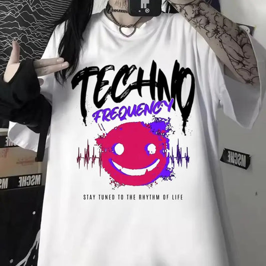 Techno Frequency T-Shirt,Outdoors T-Shirt, Cotton Unisex T-Shirt