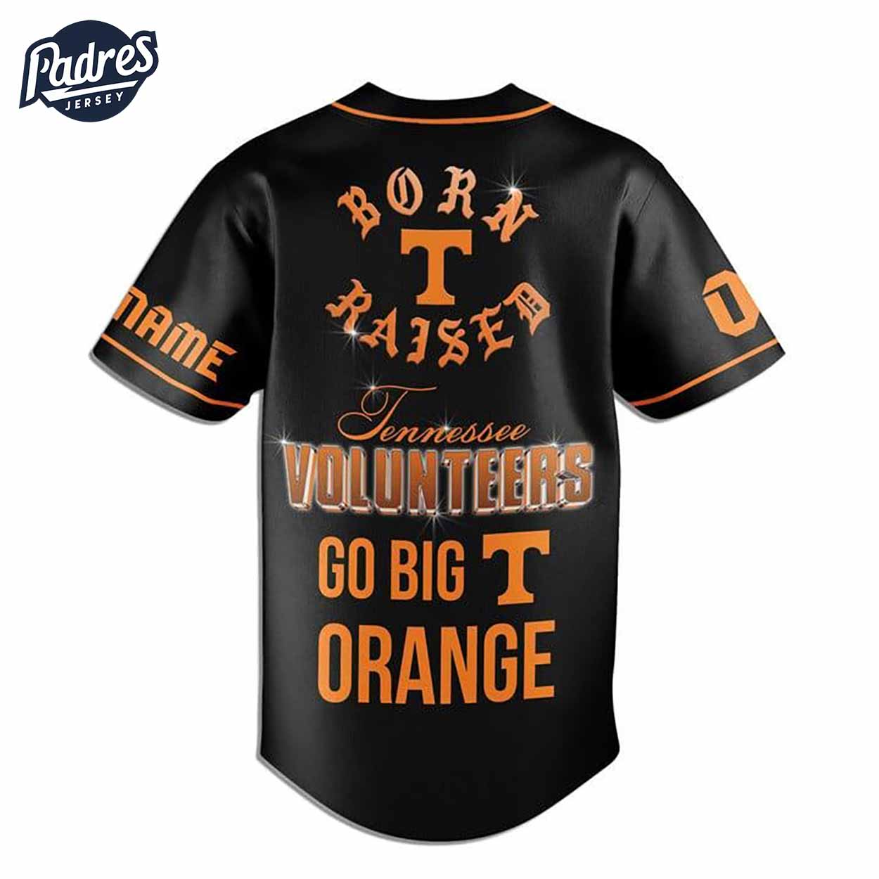 Tennessee Volunteers Born And Raised Black Baseball Jersey - Padres Jersey Oasis: Elevate Your Baseball Style... (Image 3)