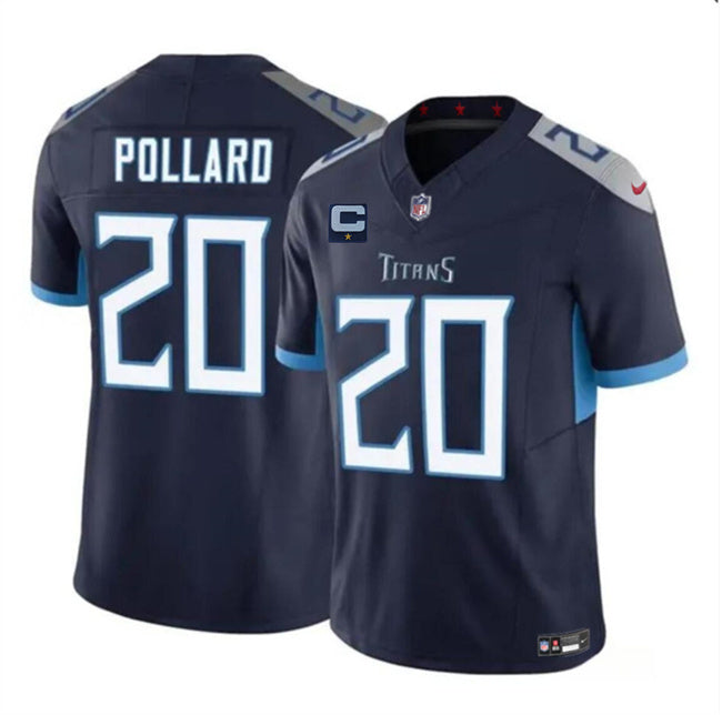 Tennessee Titans #20 Tony Pollard Navy 2025 F.U.S.E. With 1-Star C Patch Vapor Limited