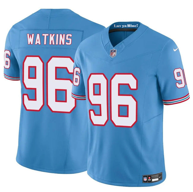 Tennessee Titans #96 Carlos Watkins Blue 2025 F.U.S.E. Throwback Vapor