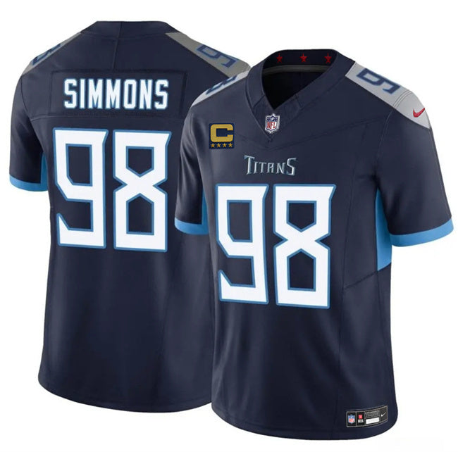 Tennessee Titans #98 Jeffery Simmons Navy 2025 F.U.S.E. With 4-Star C Patch