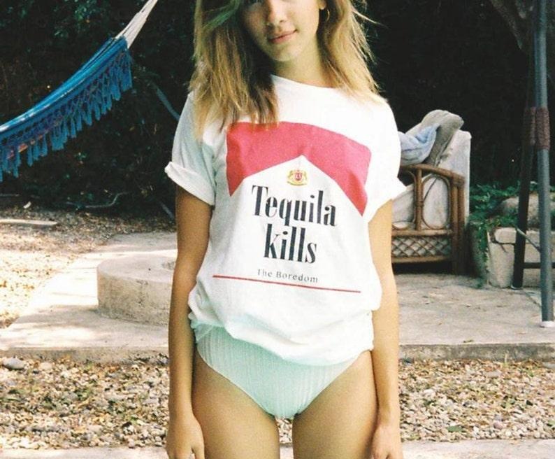 Tequila K*lls Aesthetic Tshirt Retro Summer Shirt Margarita Sweater, Tequila Hoodie, Beach vibes Social Club Cocktail Tequila Margarita BacheloretteTrendy