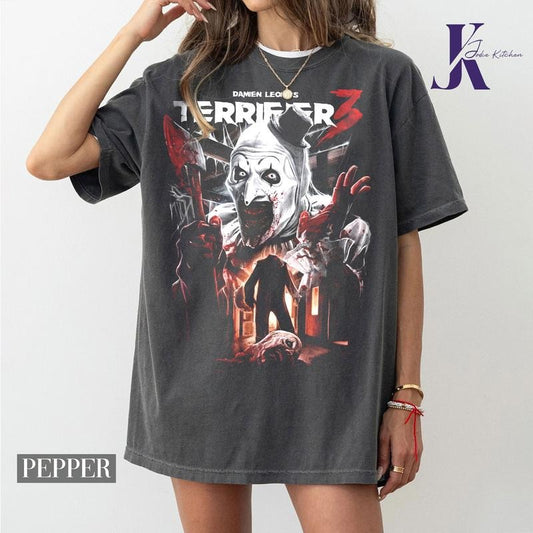 Terrifier 3 Merry Mayhem Comfort Colors Shirt, Vintage 90s Halloween Shirt, Halloween Movie Shirt, Halloween Horror Shirt
