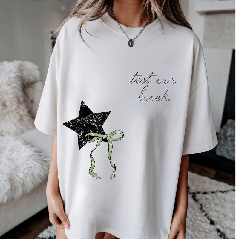 Test Ur Luck Star Graphic Shirt ~ Unisex Apparel Relaxed Fit Printed In The USA Clothing Womenswear Casual Comfort Cotton Top Athletic Boho Chic